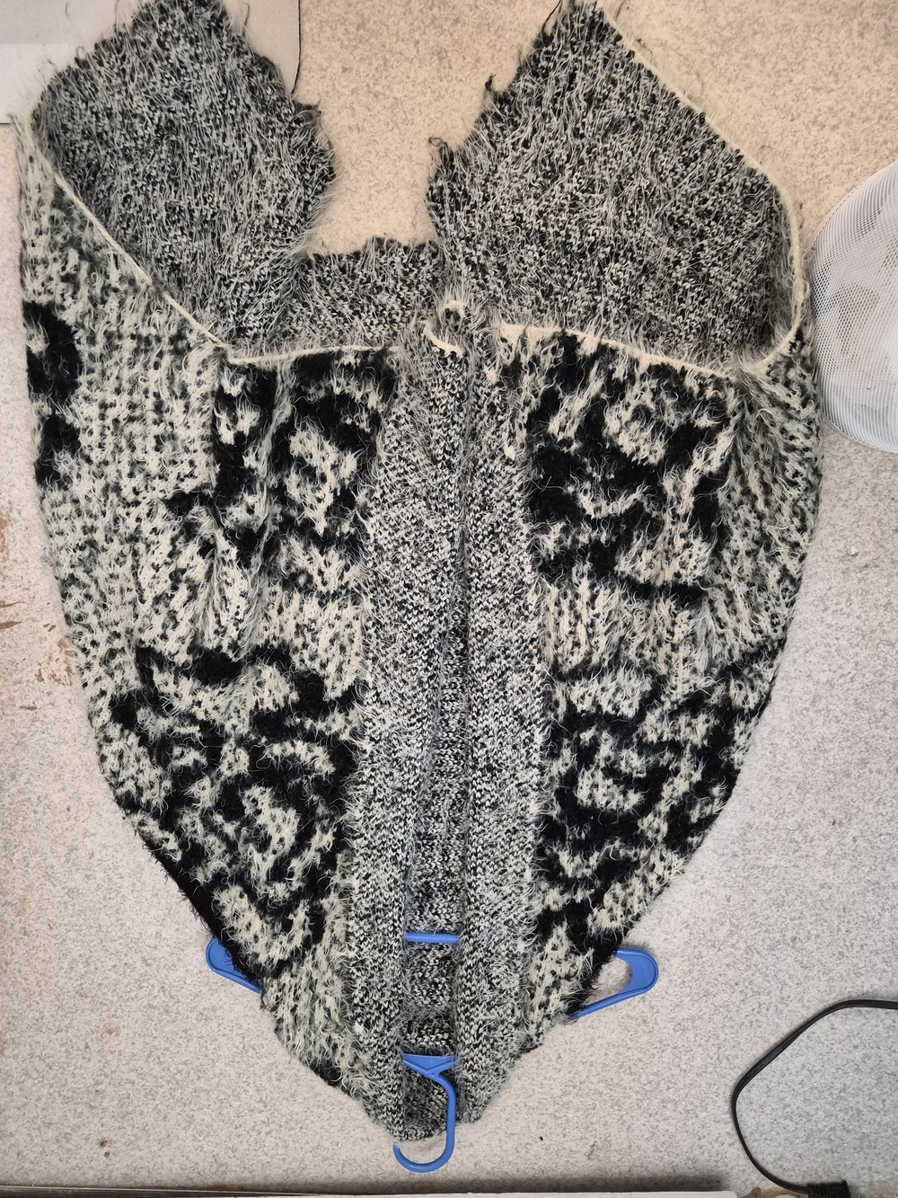 Cozy Black & Cream Open-Front Knit Cardigan
